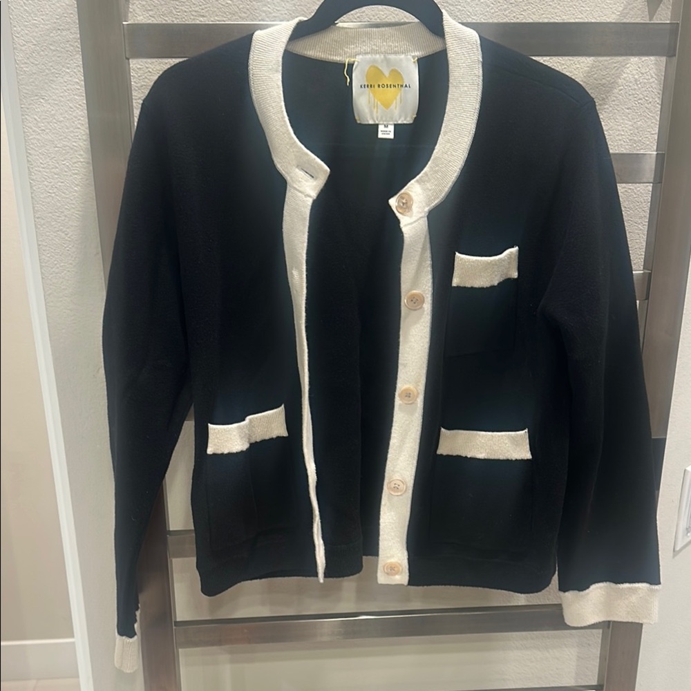 Chic Black and White Cardigan Sweater